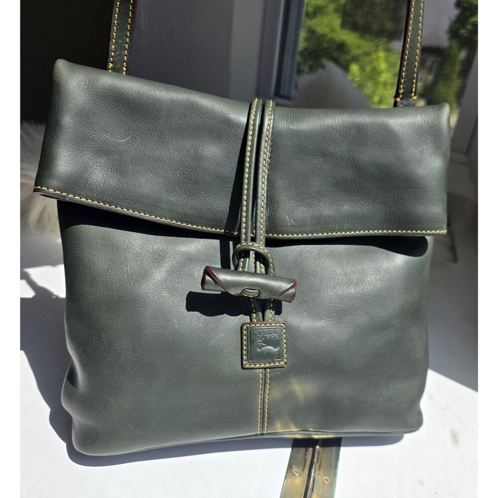Dooney & Bourke Toggle Crossbody Bag Green Xtra Strap EUC Florentine Leather - Picture 3 of 15